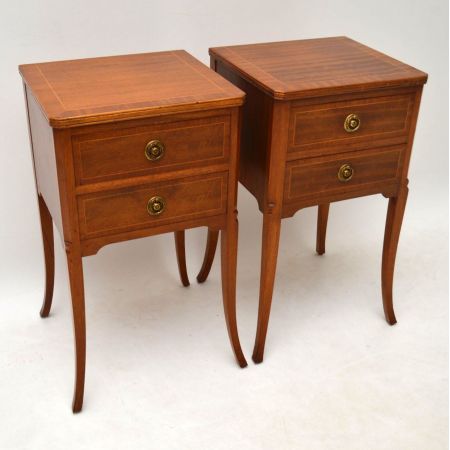 Antike intarsierte Mahagoni Nachttische