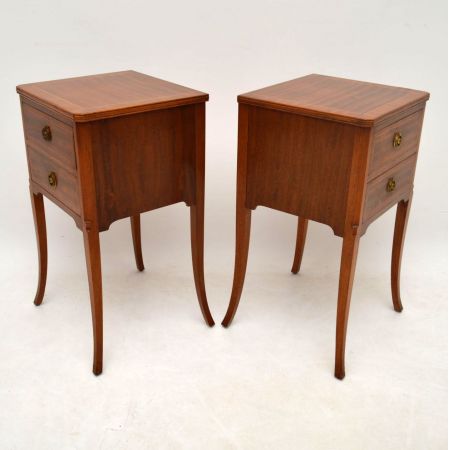 Antike intarsierte Mahagoni Nachttische