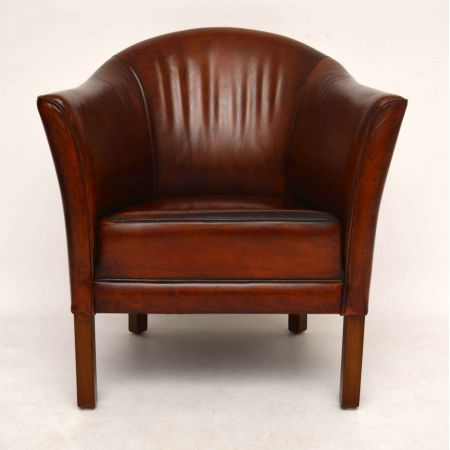 Paar schwedische antike Leder Sessel braun