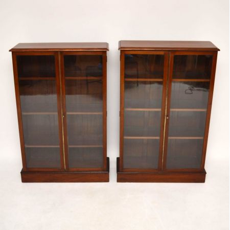 Paar Antiker Mahagoni Bücherregale Vitrine Showcase Bücherschrank