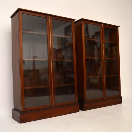 Paar Antiker Mahagoni Bücherregale Vitrine Showcase Bücherschrank