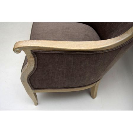 Pair of Antique Swedish Bleached Oak Upholstered Armchairs