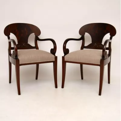 Pair of Antique Swedish Mahogany Armchairs
