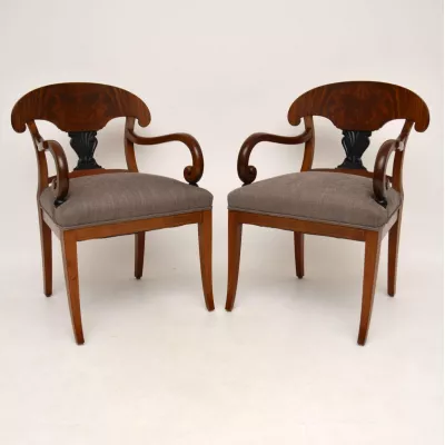 Pair of Antique Swedish Satin Birch Armchairs
