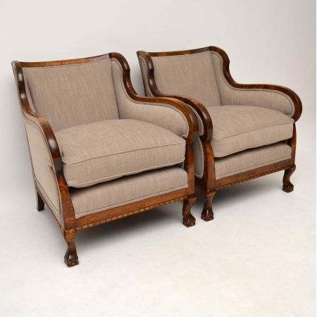 Antikes Paar Swedish Satin Birch Armchairs