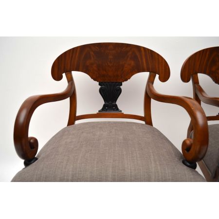 Pair of Antique Swedish Satin Birch Armchairs