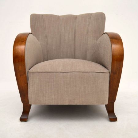 Edles Paar schwedische Satin Birke Art Deco Sessel
