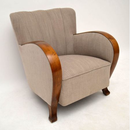 Edles Paar schwedische Satin Birke Art Deco Sessel
