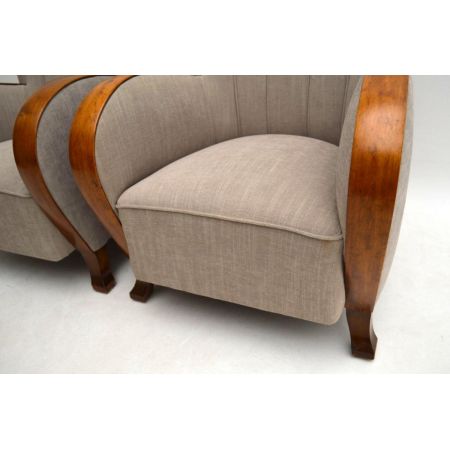 Edles Paar schwedische Satin Birke Art Deco Sessel