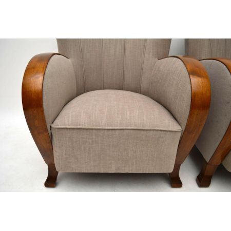 Edles Paar schwedische Satin Birke Art Deco Sessel