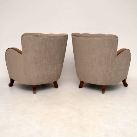 Edles Paar schwedische Satin Birke Art Deco Sessel