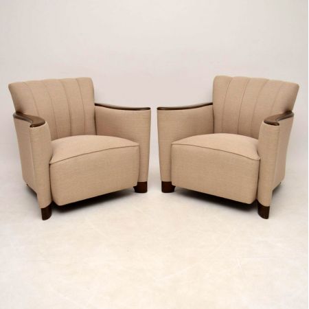 Paar Art Deco Schwedischer Satin Birch Sessel