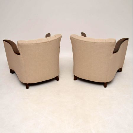 Paar Art Deco Schwedischer Satin Birch Sessel