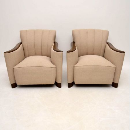 Paar Art Deco Schwedischer Satin Birch Sessel