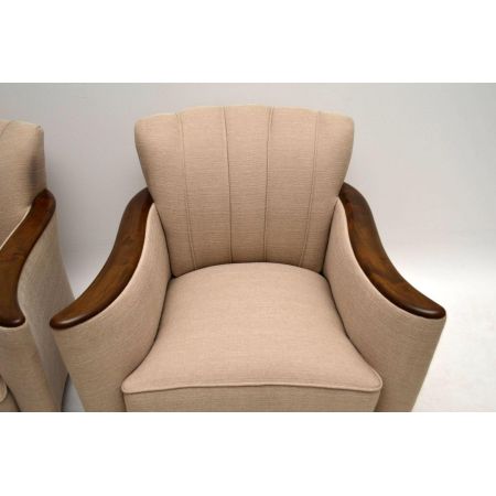 Paar Art Deco Schwedischer Satin Birch Sessel