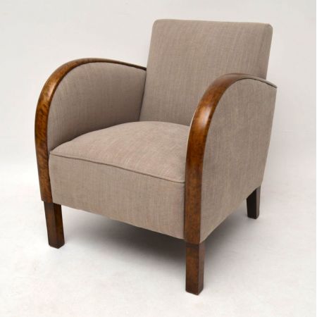 Paar schwedische Art Deco Satin Birke Sessel