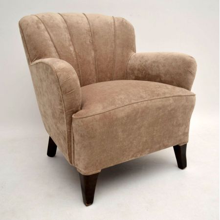 Paar Art Deco Schwedische Scallop Sessel Fernsehsessel