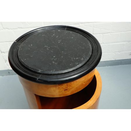 MORRIS Art déco Stil Barschrank "Brix", rund, in Wurzelholz - sofort lieferbar