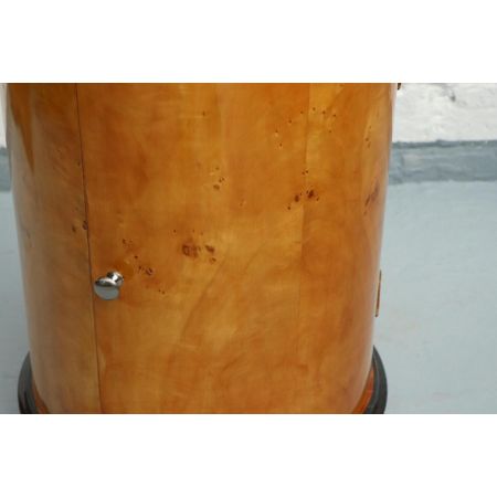 MORRIS Art déco Stil Barschrank "Brix", rund, in Wurzelholz - sofort lieferbar