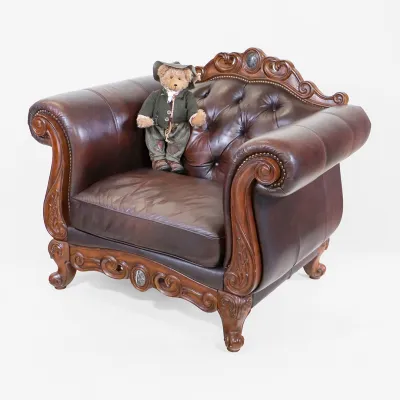 Vintage Chesterfield Leder Wohnlandschaft im Antik Stil – 2er Sofa & Sessel