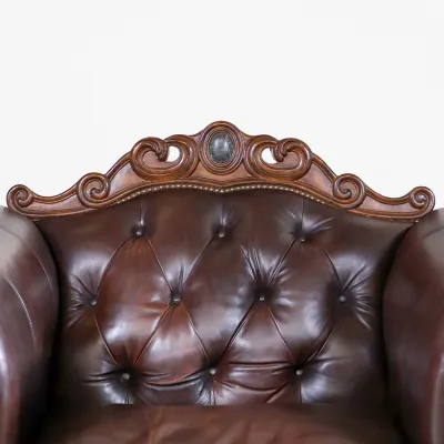 Vintage Chesterfield Leder Wohnlandschaft im Antik Stil – 2er Sofa & Sessel