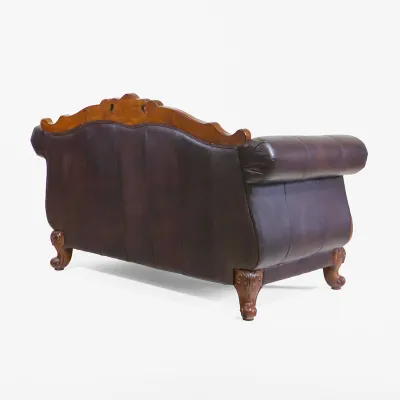 Vintage Chesterfield Leder Wohnlandschaft im Antik Stil – 2er Sofa & Sessel