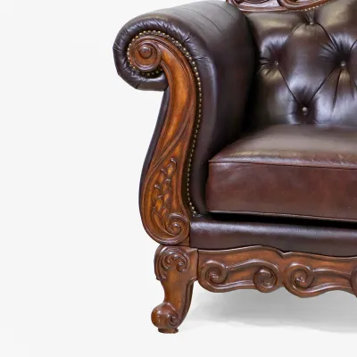 Vintage Chesterfield Leder Wohnlandschaft im Antik Stil – 2er Sofa & Sessel