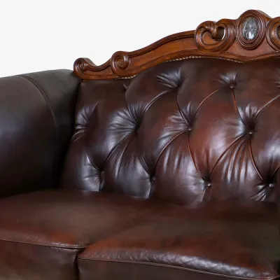 Vintage Chesterfield Leder Wohnlandschaft im Antik Stil – 2er Sofa & Sessel