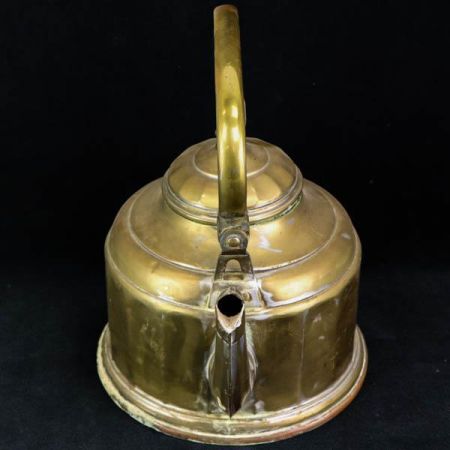 Rare Antike Teekanne aus Messing, Goldfarbene Messing Kanne