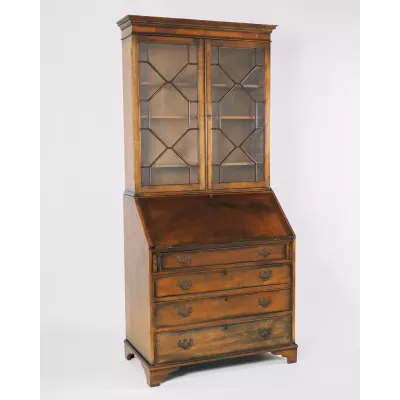 Regency Stil Bureau Bookcase, Sekretär Bücherschrank, Aufsatzsekretär, Glasvitrinenschrank antik
