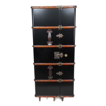 Retro Barschrank mit Schachbrett in Koffer Optik, schwarz