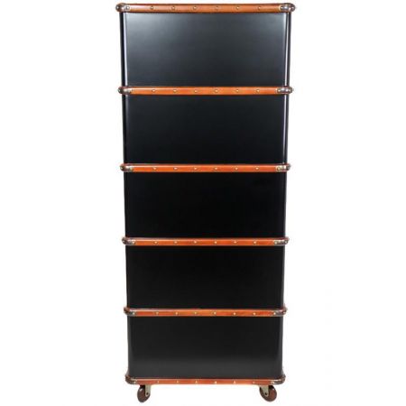 Retro Barschrank mit Schachbrett in Koffer Optik, schwarz