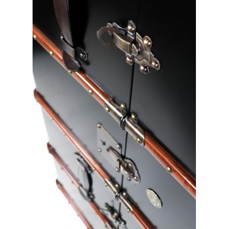 Retro Barschrank mit Schachbrett in Koffer Optik, schwarz