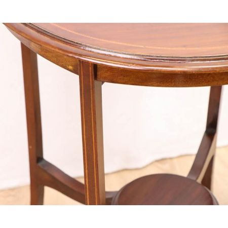 Runder Beistelltisch / Occasional Table mit feinen Intarsien, Mahagoni