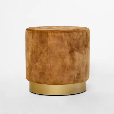 Art déco Stil Pouf Hocker de Millau aus Samt, gold Sofort lieferbar