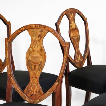Set of 6 Hepplewhite Marquetry Dining Chair