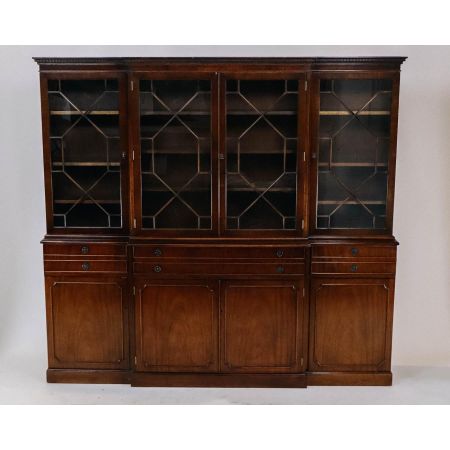 edler Mahagoni Bücherschrank, Vitrinenschrank / Breakfront bookcase mit Regency Verglasung