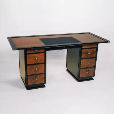 Schreibtisch - Captains Desk in Schwarz/Mahagoni Finish