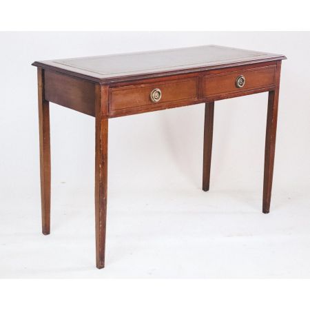 Damenschreibtisch aus Mahagoni mit Lederplatte und Bandintarsien
