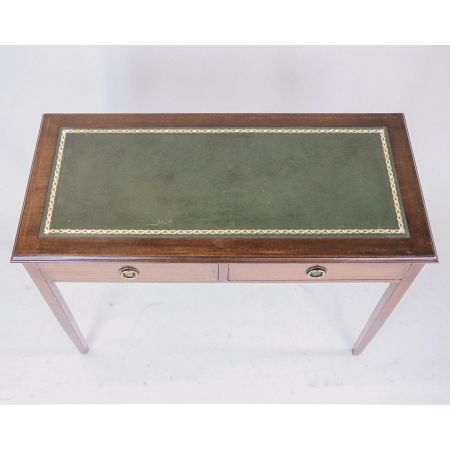 Damenschreibtisch aus Mahagoni mit Lederplatte und Bandintarsien