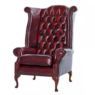 "Grand Scroll Wing Chair XL" Chesterfield Ohrensessel