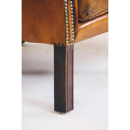 Vintage Chesterfield Ohrensessel in Goldbraun - Sofort lieferbar