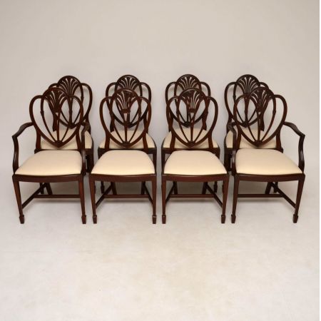 Antik-Set von 8 antiken Mahagoni-Esszimmerstühlen