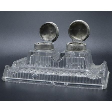 Silber plated Tintenbehältniss, schreibtischset Antik