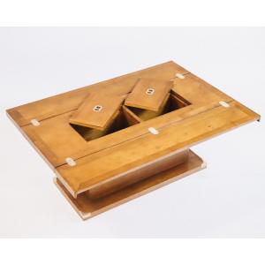 Military Campaign "Glasgow" Tisch, Sofatisch aus Massivholz