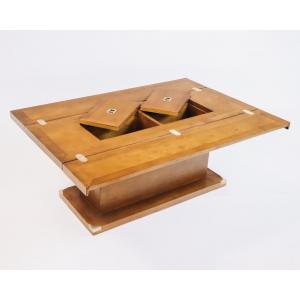 Military Campaign "Glasgow" Tisch, Sofatisch aus Massivholz