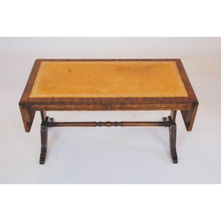 Eleganter, klappbarer Mahagoni Konsolentisch mit Lederplatte