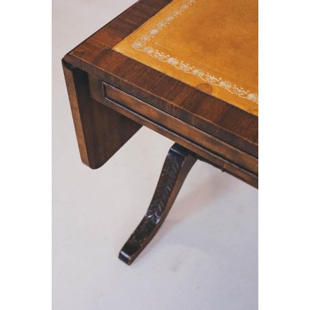 Eleganter, klappbarer Mahagoni Konsolentisch mit Lederplatte