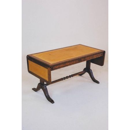 Eleganter, klappbarer Mahagoni Konsolentisch mit Lederplatte