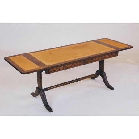 Eleganter, klappbarer Mahagoni Konsolentisch mit Lederplatte